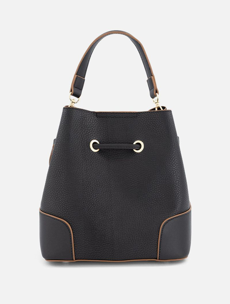 MyRunway | Shop Woolworths Black Mini Drawstring Crossbody Bucket